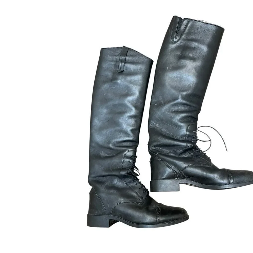 Ariat Black Leather Tall Boots Size 8.5 Equestrian Western Riding